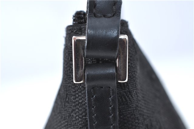 Authentic GUCCI Hand Bag Pouch Purse GG Canvas Leather 0391103 Black J0571