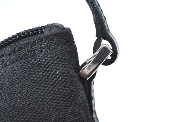 Authentic GUCCI Hand Bag Pouch Purse GG Canvas Leather 0391103 Black J0571