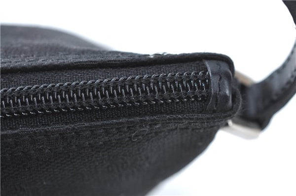 Authentic GUCCI Hand Bag Pouch Purse GG Canvas Leather 0391103 Black J0571