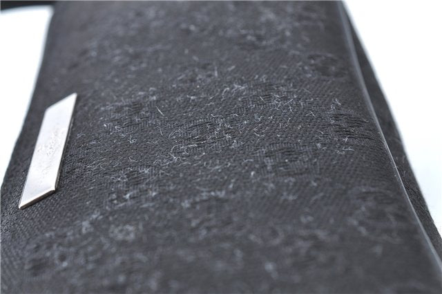 Authentic GUCCI Hand Bag Pouch Purse GG Canvas Leather 0391103 Black J0571