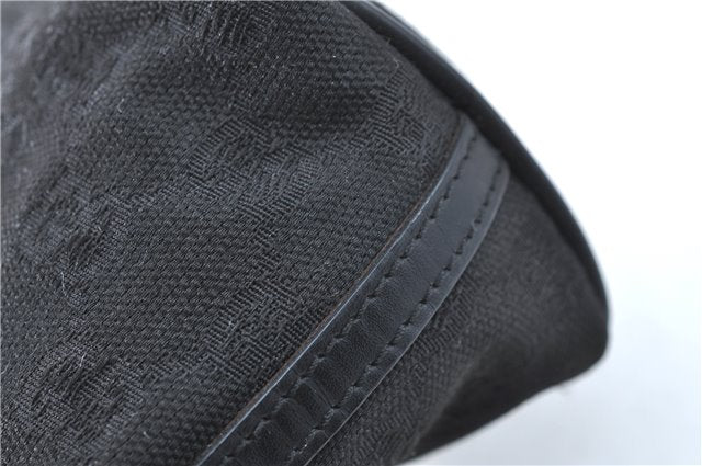 Authentic GUCCI Hand Bag Pouch Purse GG Canvas Leather 0391103 Black J0571
