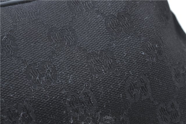 Authentic GUCCI Hand Bag Pouch Purse GG Canvas Leather 0391103 Black J0571