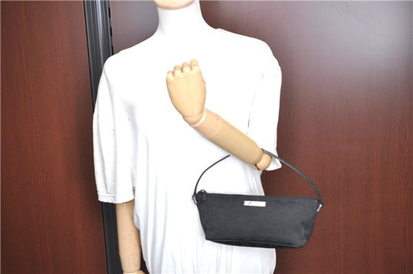 Authentic GUCCI Hand Bag Pouch Purse GG Canvas Leather 0391103 Black J0571