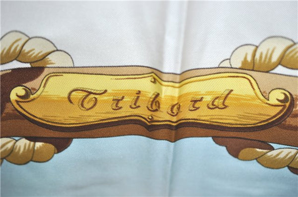 Authentic HERMES Carre 90 Scarf "Tribord" Silk Navy Blue J0582