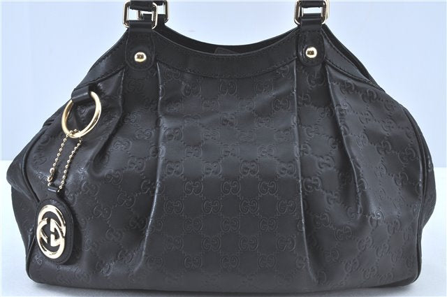 Authentic GUCCI Guccissima Sukey Shoulder Tote Bag GG Leather 211944 Black J0583