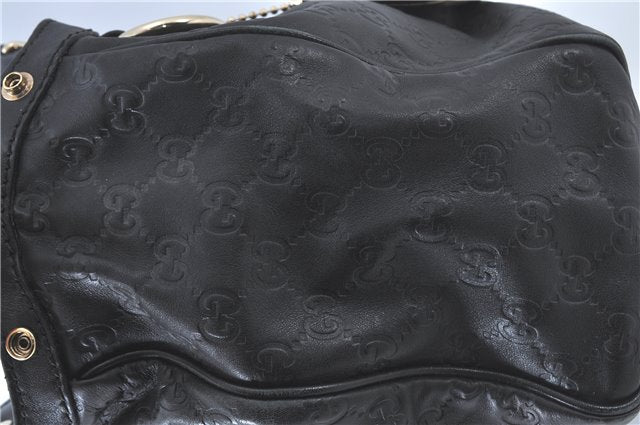 Authentic GUCCI Guccissima Sukey Shoulder Tote Bag GG Leather 211944 Black J0583