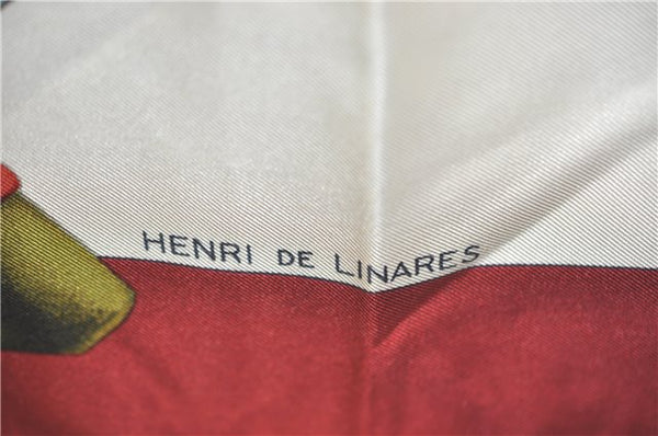 Authentic HERMES Carre 90 Scarf "Chasse a Vol" Silk Wine Red J0584