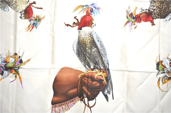 Authentic HERMES Carre 90 Scarf "Chasse a Vol" Silk Wine Red J0584