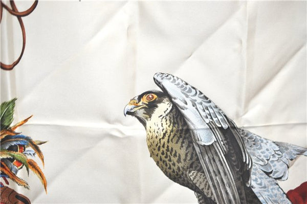 Authentic HERMES Carre 90 Scarf "Chasse a Vol" Silk Wine Red J0584