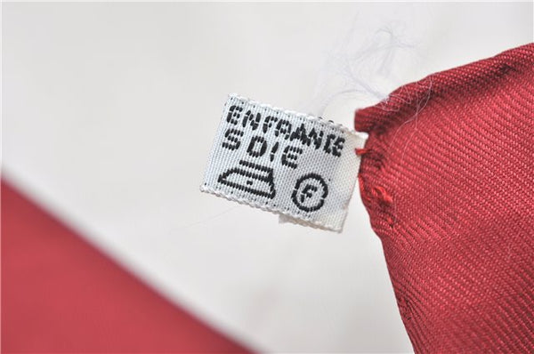 Authentic HERMES Carre 90 Scarf "Chasse a Vol" Silk Wine Red J0584