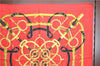 Authentic HERMES Carre 90 Scarf "Eperon d'or" Silk Red J0589