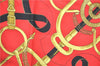 Authentic HERMES Carre 90 Scarf "Eperon d'or" Silk Red J0589