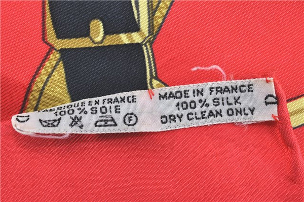 Authentic HERMES Carre 90 Scarf "Eperon d'or" Silk Red J0589