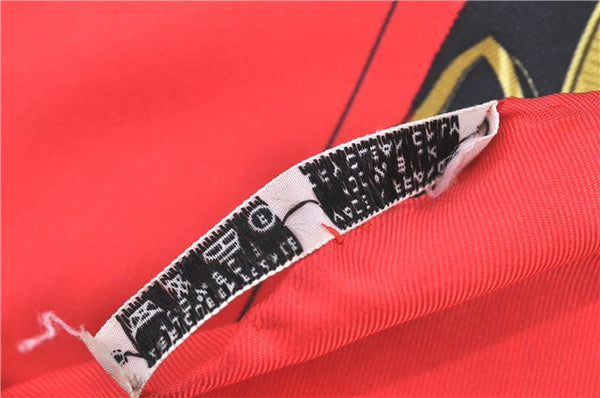 Authentic HERMES Carre 90 Scarf "Eperon d'or" Silk Red J0589