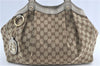 Authentic GUCCI Sukey Shoulder Tote Bag GG Canvas Leather 211944 Brown J0595