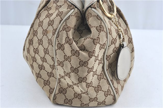 Authentic GUCCI Sukey Shoulder Tote Bag GG Canvas Leather 211944 Brown J0595