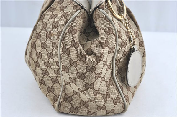 Authentic GUCCI Sukey Shoulder Tote Bag GG Canvas Leather 211944 Brown J0595