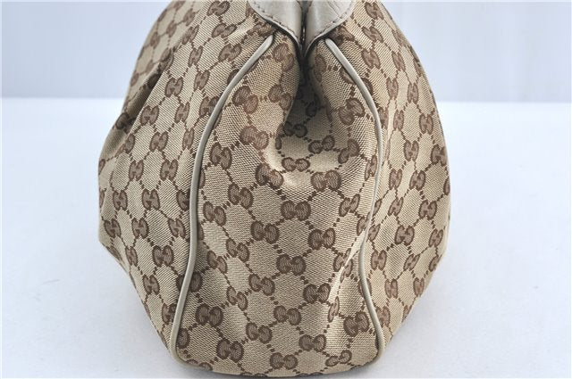 Authentic GUCCI Sukey Shoulder Tote Bag GG Canvas Leather 211944 Brown J0595