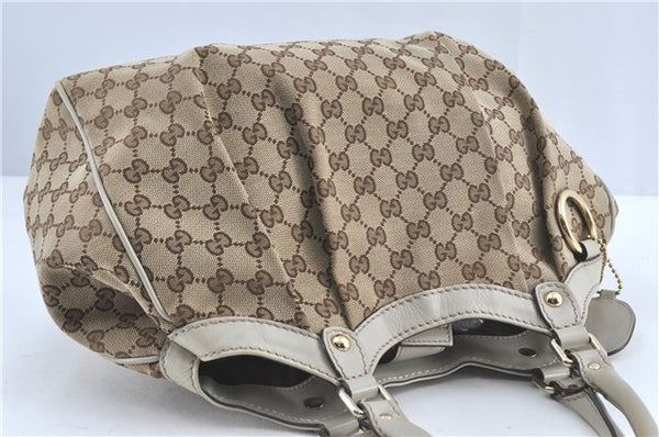 Authentic GUCCI Sukey Shoulder Tote Bag GG Canvas Leather 211944 Brown J0595