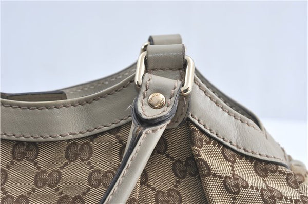 Authentic GUCCI Sukey Shoulder Tote Bag GG Canvas Leather 211944 Brown J0595
