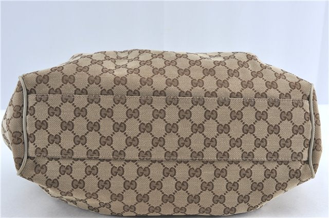 Authentic GUCCI Sukey Shoulder Tote Bag GG Canvas Leather 211944 Brown J0595