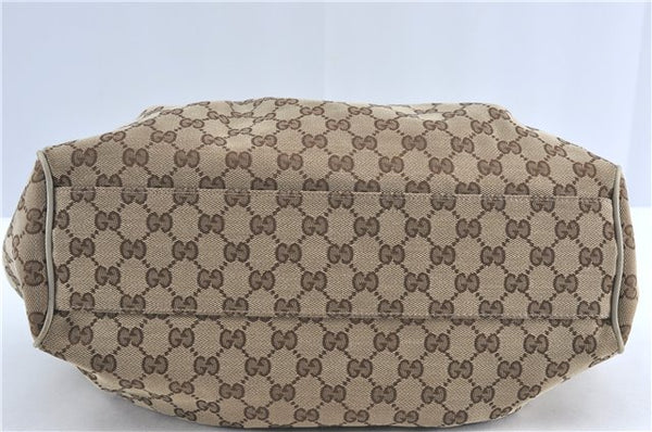 Authentic GUCCI Sukey Shoulder Tote Bag GG Canvas Leather 211944 Brown J0595
