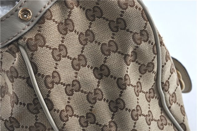 Authentic GUCCI Sukey Shoulder Tote Bag GG Canvas Leather 211944 Brown J0595