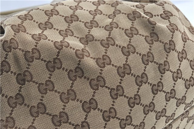 Authentic GUCCI Sukey Shoulder Tote Bag GG Canvas Leather 211944 Brown J0595