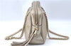 Authentic GUCCI SOHO Tassel Chain Shoulder Boston Bag Leather 308983 Gold J0599