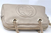 Authentic GUCCI SOHO Tassel Chain Shoulder Boston Bag Leather 308983 Gold J0599
