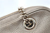 Authentic GUCCI SOHO Tassel Chain Shoulder Boston Bag Leather 308983 Gold J0599