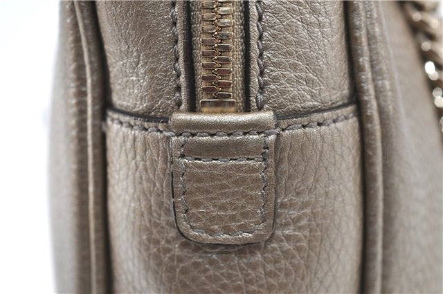 Authentic GUCCI SOHO Tassel Chain Shoulder Boston Bag Leather 308983 Gold J0599