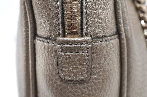 Authentic GUCCI SOHO Tassel Chain Shoulder Boston Bag Leather 308983 Gold J0599