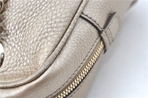 Authentic GUCCI SOHO Tassel Chain Shoulder Boston Bag Leather 308983 Gold J0599