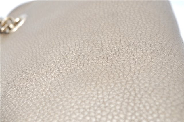 Authentic GUCCI SOHO Tassel Chain Shoulder Boston Bag Leather 308983 Gold J0599