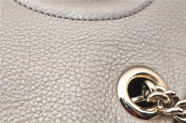 Authentic GUCCI SOHO Tassel Chain Shoulder Boston Bag Leather 308983 Gold J0599