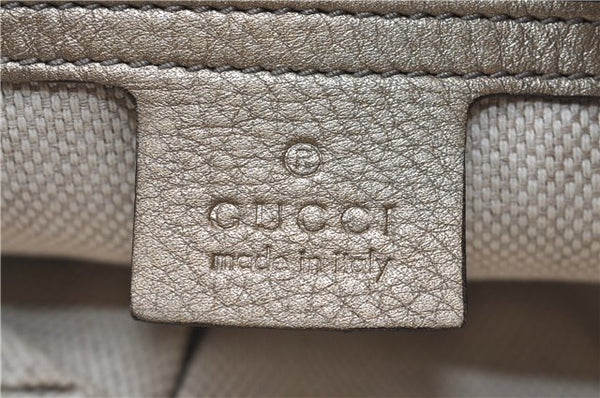 Authentic GUCCI SOHO Tassel Chain Shoulder Boston Bag Leather 308983 Gold J0599