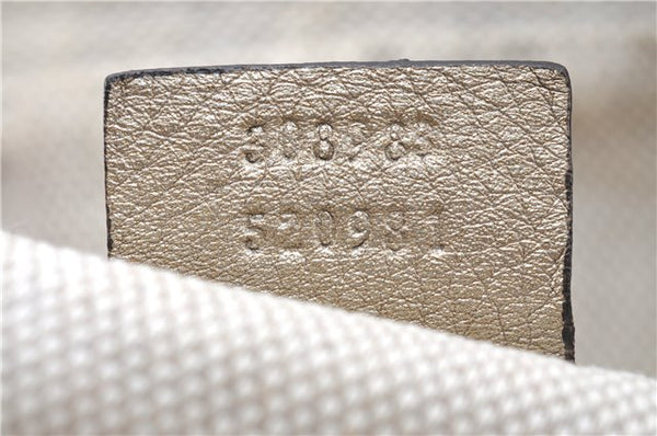 Authentic GUCCI SOHO Tassel Chain Shoulder Boston Bag Leather 308983 Gold J0599