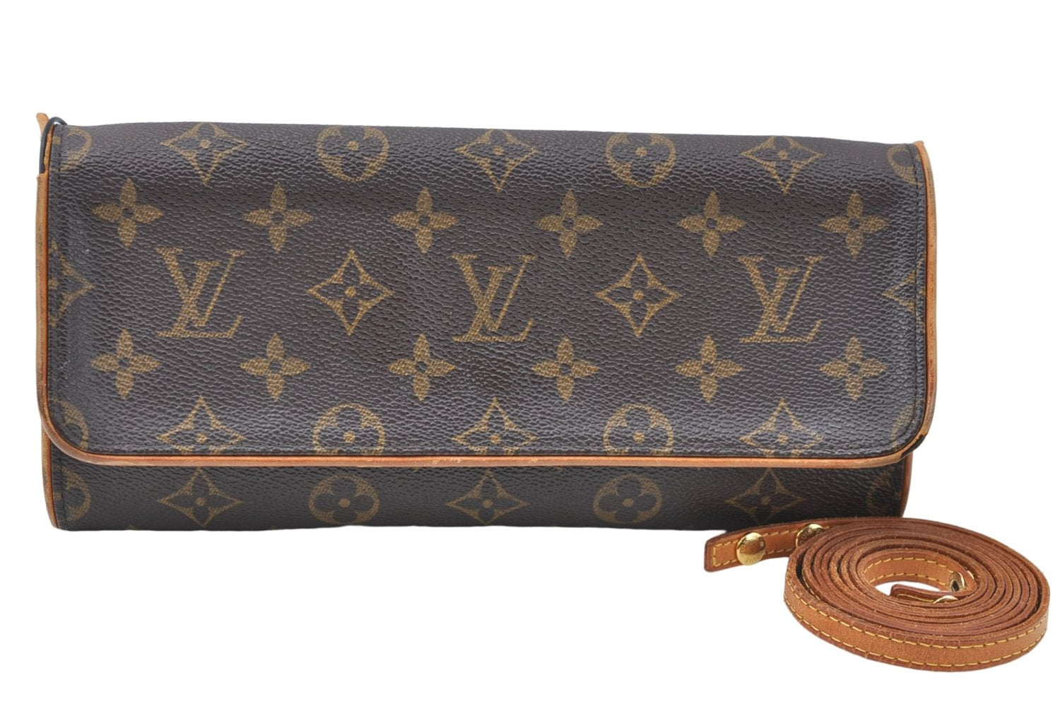 Authentic Louis Vuitton Monogram Pochette Twin GM Shoulder Bag M51852 LV J0603