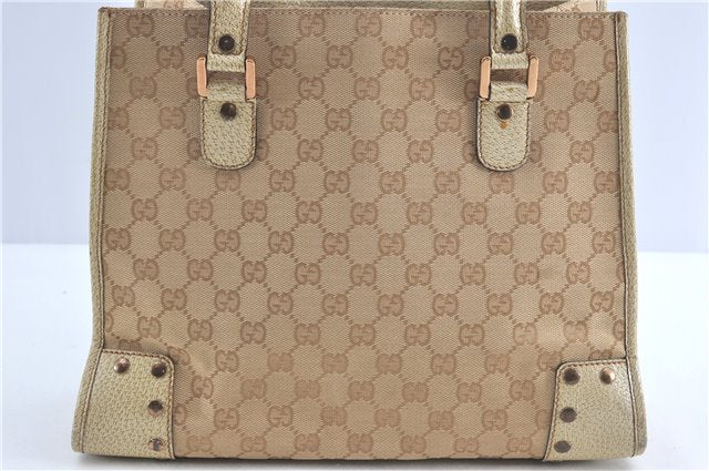 Authentic GUCCI Shoulder Tote Bag GG Canvas Leather 124260 Beige J0607