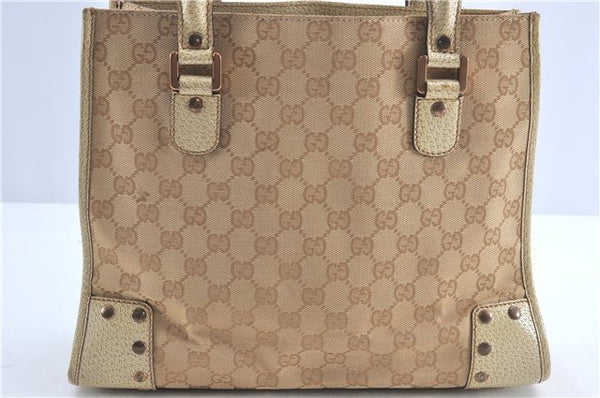 Authentic GUCCI Shoulder Tote Bag GG Canvas Leather 124260 Beige J0607