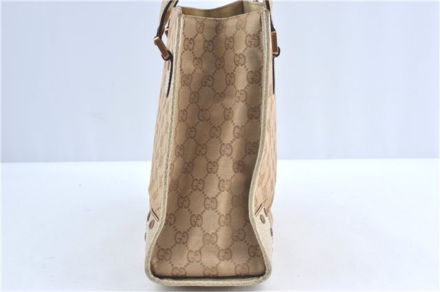 Authentic GUCCI Shoulder Tote Bag GG Canvas Leather 124260 Beige J0607