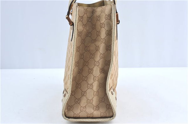 Authentic GUCCI Shoulder Tote Bag GG Canvas Leather 124260 Beige J0607