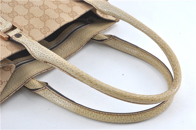 Authentic GUCCI Shoulder Tote Bag GG Canvas Leather 124260 Beige J0607