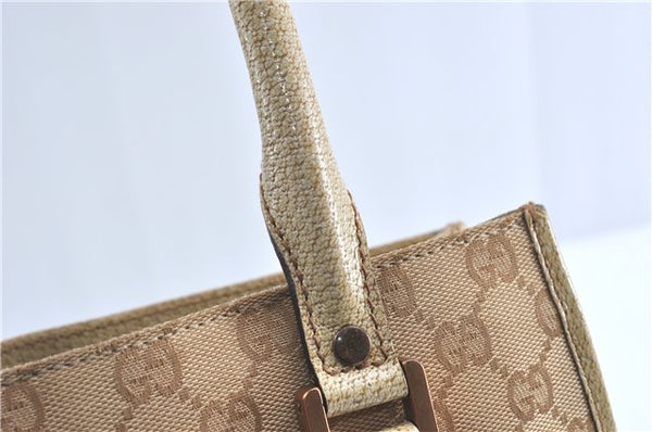 Authentic GUCCI Shoulder Tote Bag GG Canvas Leather 124260 Beige J0607