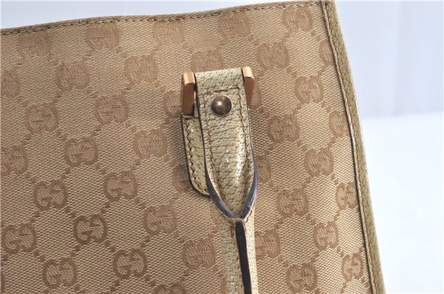 Authentic GUCCI Shoulder Tote Bag GG Canvas Leather 124260 Beige J0607