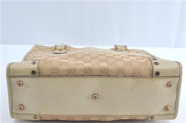 Authentic GUCCI Shoulder Tote Bag GG Canvas Leather 124260 Beige J0607