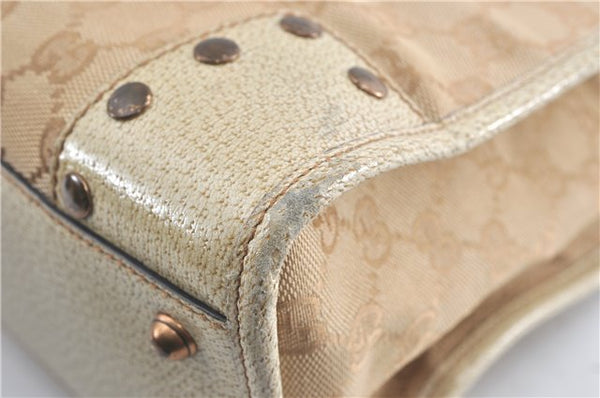 Authentic GUCCI Shoulder Tote Bag GG Canvas Leather 124260 Beige J0607