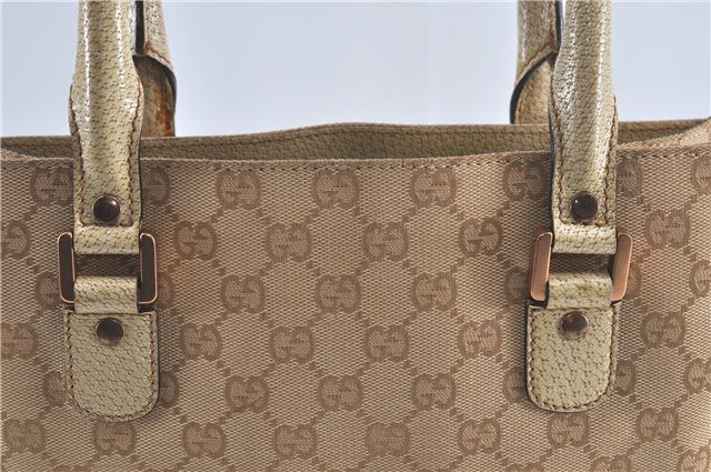 Authentic GUCCI Shoulder Tote Bag GG Canvas Leather 124260 Beige J0607