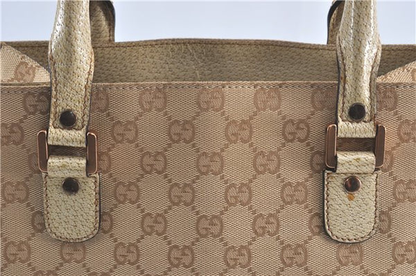 Authentic GUCCI Shoulder Tote Bag GG Canvas Leather 124260 Beige J0607